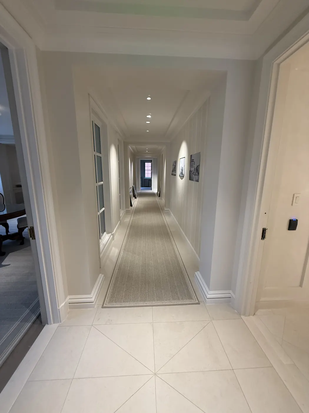 Detailed interior corridor with finished trim and carpentry